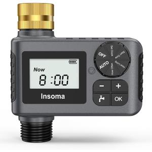 Sprinkler Timer with Brass Swivel, Programmable Water Timer for Outdoor Garden Hose, Hose Timers with Rain Delay/Manual/Auto Mode, Drip Irrigation and Lawn Watering System, 1 Outlet