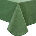 Pioggia Vinyl Tablecloth with Flannel Backing Rectangle Waterproof Oil-Proof Plastic Table Cloth Wipeable PVC Table Cover for Indoor and Outdoor (Dark Green, 60 x 120 Inch)