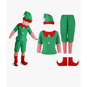 Geyoga Kids Christmas Elf Costume Outfits Include Hat Shoes and Other Accessories for Toddler Xmas Cosplay, Size L