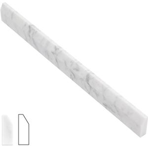 Lovdeco Carrara White 4/5" X 12" Marble Pencil Liner Tile, Edge Trim Molding for Shower and Backsplash, Bullnose Tile Trim Ploish, 10 Pcs/Box