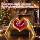 Gold Room Decor Heart Hand Sculpture,RGB Light,Bedroom Kitchen Table Bookshelf Decor, Anniversary Birthday Valentine Thanksgiving Christmas Gifts for Girl Girlfriend Women Mom (Merry Christmas)