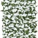 KHOYIME 9 Pack 72 FT Artificial Flower Garland, Fake White Roses Vines Silk Flowers Faux Plastic Outdoor Hanging Floral Ivy Garland Decoration for Wedding Arch Bedroom Home Wall Backdrop Room Decor