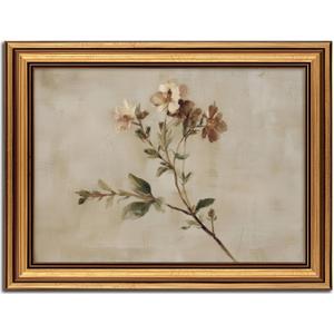 Vintage Gold Framed Wall Art Rustic Wildflower Painting Picture Wall Decor Floral Botanical Poster Print Artwork for Living Room Bedroom Farmhouse Office Home Decoration 12x16inch