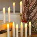 Lezonic Flameless Battery Operated Candlesticks Flickering, 60Pcs White LED Battery Christmas Window Candles, 6 Inch Short Taper Candles Hanging Halloween Floating by Touch, No Remote