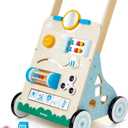 Wooden Baby Walker, 10 in 1 Baby Activity Center Walker Adjustable Wood Toddler Walker Push Walker Toy for Boys and Girls (BW001)