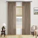 TWODRAPES Pinch Pleated Neutral Linen Curtains 2 Panels Set Living Room Dining Pinch Pleat Back Tab Light Filtering Farmhouse Boho Retro Window Curtain Drapes 84 Inch Length Latte Tan Brown