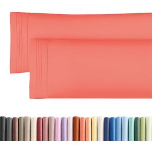 Body Pillowcases Set of 2-20x54 Long Body Pillow Case - Soft Body Pillow Cover for Sleeping & Side Sleepers - Comfy, Wrinkle & Fade Free - Machine Washable w/Envelope Enclosure Coral