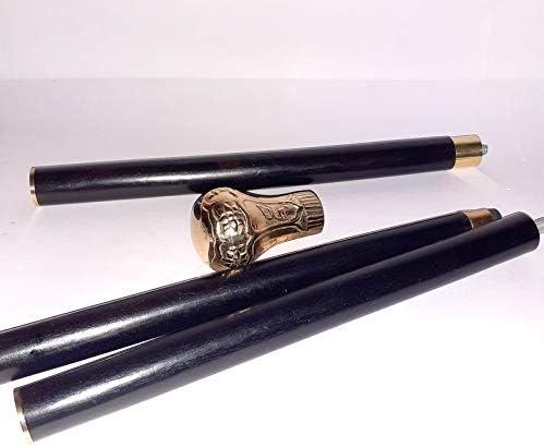 Vintage Solid Brass Designer Handle Walking Stick Cane 36"