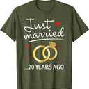 Just Married 20 Years Ago Funny Couple 20th Anniversary Gift T-Shirt, Size S