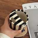 Coffee Mug Espresso Cup 10oz Ceramic Coffee Mugs Porcelain Coffee Cup Hand-Painted Striped Art Multiple Use for Kitchen, Dining-Black