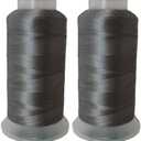 Polyester Thread Heavy Duty Bonded UV Resistant Outdoor Thread #69 T70 Size 210D/3Ply for Marine Upholstery, Leather, Sewing Crafts, 3000Yards Pack of 2 (Grey)