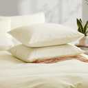 Cream White Cotton Duvet Cover King Size, Linen-Like Natural Bedding Set with Zipper Closure (No Comforter), King Size, Duvet Cover (104"x90") x 1, Pillowshams(20"x36") x 2