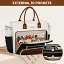 LOVEVOOK Teacher Tote Bag for Women Work, Laptop Bag With Large Cup Holder, Nurse Bags Professional Briefcase Business Computer Purses Bible Handbag Gifts, Black-Beige-Brown, 15.6 Inch