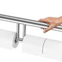Brushed Nickel Double Toilet Paper Holder w/Safety Bar 24 inch, Zepolu 2-in-1 Assist Bar Balanced Support Handle, Stainless Steel Wall Mounted Bathroom Toilet Grab Bar for Senior Elderly Handicap