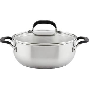 KitchenAid 71021 Stainless Steel Casserole with Lid, 4 Quart - Brushed Stainless Steel