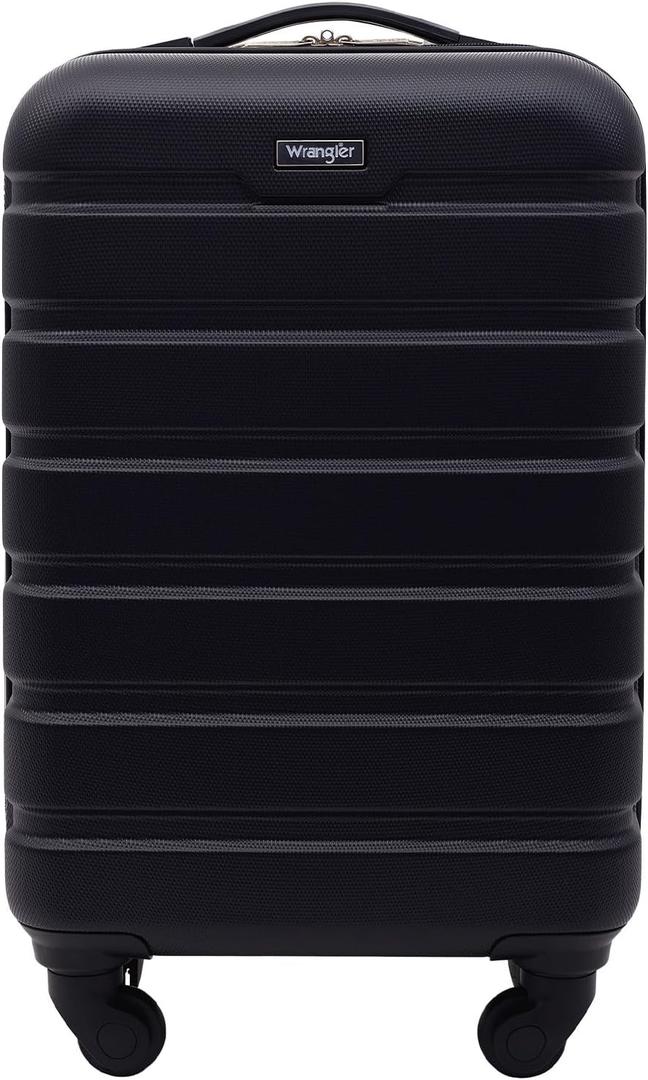 Wrangler Hardside Spinner Carry-On Luggage, Black, 20-Inch (22-Inch)