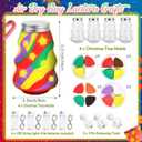 Capoda 4 Sets Christmas Tree Crafts Kit DIY Air Dry Clay Kit for Kids Make Your Own Clay Lanterns Creative Light-up Lanterns Making Set for Girls Boys Teens Christmas School Activities Party Supplies