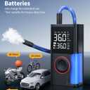Powools Tire Inflator Portable Air Compressor, 150 PSI Cordless Bike Pump, Air Pump for Auto, Motorcycle, Bicycle, Balls with Pressure Gauge, LED Light & Car Accessories, Black, Standard Capacity