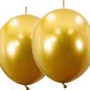 Link Balloons 6 Inch - 100 Pcs Quick Link Balloon Latex Linking Balloons Connected Linkable Balloon Birthday Wedding Party Decorations(Gold)