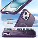 HuwaiH 360 Rotatable Magnetic Ring Stand for iPhone 15 Case, Compatible with MagSafe, Military-Grade Shockproof, Anti-Scratch Matte Translucent Phone Case for iPhone 15(Purple)