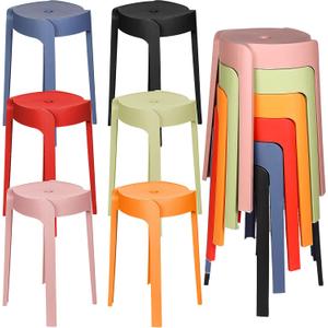 Nosiny 6 Pack Plastic Stackable Stools 18 Inch Portable Nesting Stack Stools Round Colorful Backless Bar Seating for Home Party Office, 11.4 Inches X 11.4 Inches X 18 Inches