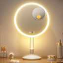Gospire 10.8 Inch 2-in-1 Large Vanity Mirror with Lights & Bedside Table Lamp, Height Adjustable Lighted Makeup Mirror with Magnification 10X, 5000mAh Battery, 3-Color Desk Light Up Mirrors Bathroom