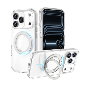 ACESTAR 360° Magnetic Stand Case Compatible with iPhone 17 Pro, Rotatable Flexible Ring Holder Phone Cover for Men Women | Compatible with MagSafe | Shockproof & Anti-Scratch | Anti-Yellowing Clear