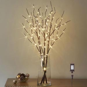 LITBLOOM Lighted Brown Willow Branches 30IN 150 LED Plug in with Timer and Dimmer Tree Branch Lights with Warm White Lights for Holiday Christmas Home Decoration (150L Brown)