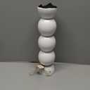 Mud Pie Med White Lacquer Candlestick
