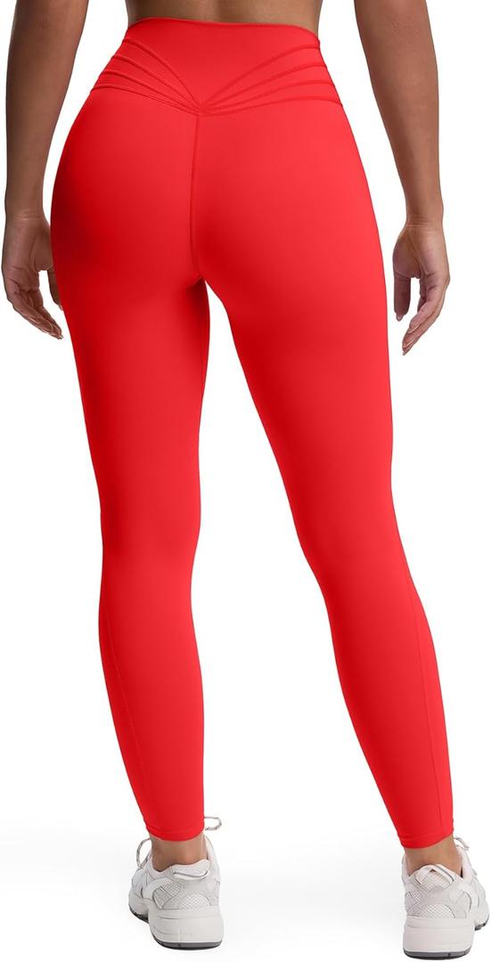 Aoxjox High Waisted Workout Leggings for Women Trinity Yoga Pants 26.5" (Small, Racing Red)