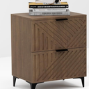 Chilihom Nightstand with 2 Drawers Night Stand with Fluted Panel, Modern Bedside Table for Bedroom, Wood End Table Side Table Small Storage Cabinet, Brown