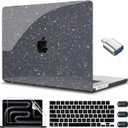 CISSOOK Sparkly Glitter Star Case for MacBook Pro 14 Inch 2024 Model M4 A3112 A3185 A3401 A2918 A2992 M3 A2779 M2 A2442 M1 Pro Max, Black Hard Shell Case for MacBook Pro 14 2025-2021 Release