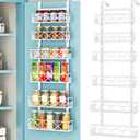 Random Color-Over the Door Pantry Organizer 6-Tier Adjustable Baskets Hanging Spice Door Rack Narrow - 13.1" W x 52.3" H Behind the Door Storage for Kitchen, Bathroom, and Closet Organization