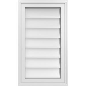 14"W x 24"H Rectangle Surface Mount PVC Gable Vent: Non-Functional, w/ 1-1/2" x 2" Brickmould Frame