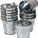 GIFTEXPRESS 12 Pack Mini Metal Buckets with Handles, Small Galvanized Tin Pails for Party Favor, Succulent, Wedding