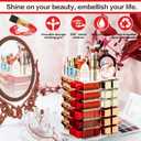 Acrylic Lipstick Tower Holder, 360 Degree Rotating Makeup Cosmetic Lipsticks Organizer with 53 Slots, Spinning Lipgloss Storage Display Stand Holder