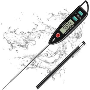 BOMATA Food Thermometer for Cooking, Water, Waterproof IPX7 Digital Thermometer with Long Probe for Bread Baking, Meat, Liquid, Candy.. T101 (Black Color)