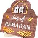 Ramadan Advent Calendar, Wood Ramadan Advent Calendar 2026 Countdown with Stand Reusable Family Eid Mubarak Home Table Decoration Gifts with Interchangeable Numbers