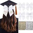 1 PCS Graduation Cap Bow Class of 2026 8 Inch DIY Hair Accessories with Glitter Letter Stickers for Cap Decorations