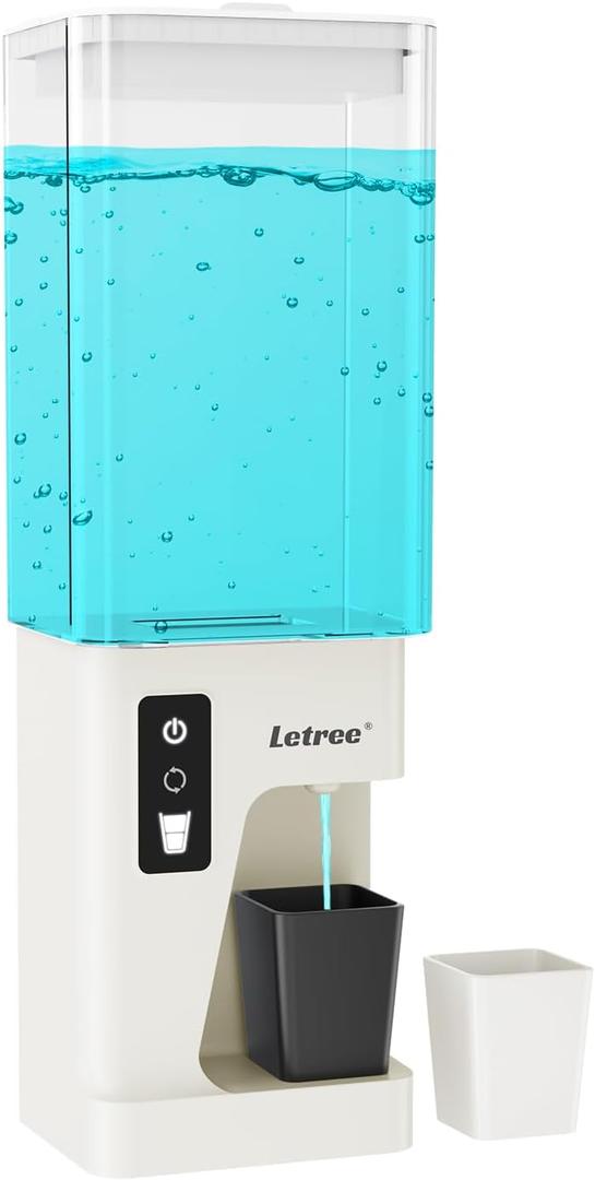 Automatic Mouthwash Dispenser for Bathroom 23.67FL Oz, Wall Mounted Smart Mouth Wash Dispensers with Magnetic Cups,Touchless Electric Mouthwash Dispenser for Kids Adults (White)