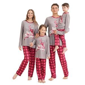 Family Matching Christmas Pajamas Set, Cute Elk Sleepwear for Boys Girls Dad Mum (Large, Green)