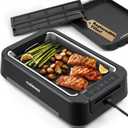 Indoor Grill, CUSIMAX Electric Smokeless Grill & Griddle, Black, 1500W