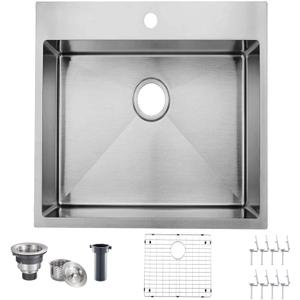18x18 Inch Drop In Bar Sink, 18 Inch Small Kitchen Sink, Topmount Stainless Steel Small Kitchen Bar Sink for Laundry Wet Bar Prep RV Office Outdoor Yard with Dish Grid and Basket Strainer