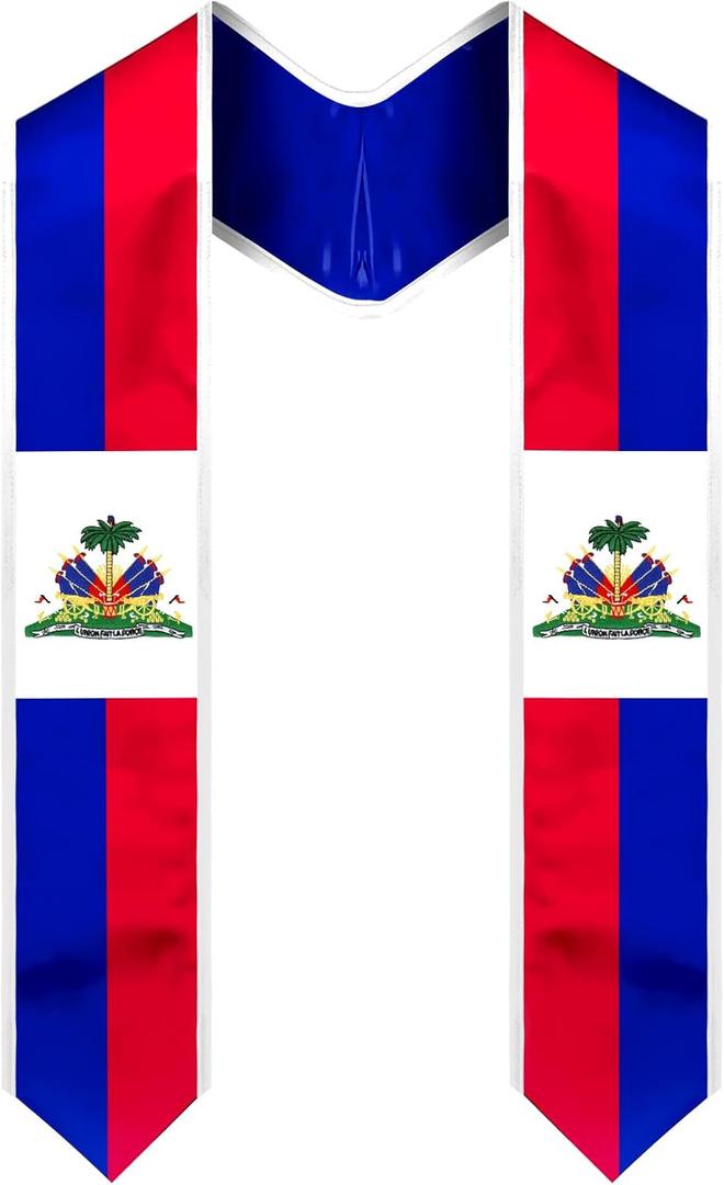Graduation Sash, Embroidered Flag Graduation Stole for International Students 72 Inches