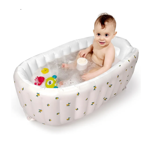Mink Inflatable Baby Bathtub with Built-in Air Pump, Newborn to Toddler Bath Tub,Portable Travel Shower Basin with Back Support, Deflates and Folds Easily (Olive Bath)