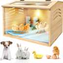 Chicken Brooder Box for Chicks & Quail with 3 Absorbent Pads, Feeder and Waterer - Adjustable Temperature Control Brooding Box for Small Chicken Coop & Quail Cage (15.7x12x12 Inches)