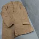 Kwoki Women's Stand Collar Open Front Pea Coat Casual Winter Warm Mid Long Blazer Trench Coats Overcoat Outerwear (Khaki) Small