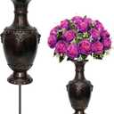 Memorial Grave Vase with Ground Spikes,Cemetery Vase, Headstones Flower Holder, Vases for Artificial Flowers for Grave Markers Cemetery Decorations (1, Bronze)