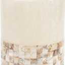 Milano Small Bathroom Trash Can 1.58 Gal / 6L - Decorative Bathroom Wastebasket with Beautiful Mother of Pearl Shells; Modern Round Waste Basket for Room, Bedroom or Living Room