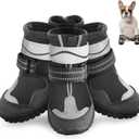 Dog Shoes, Otunrues Dog Shoes for Small Medium Large Dogs, Anti-Slip Dog Boot with Reflective, Waterproof Dog Booties & Paw Protectors for Winter Snowy Hot Pavement Day (Black, L)